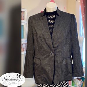 Anne Klein Grey Twill Denim Blazer sz 16